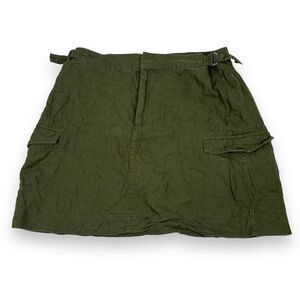 Athleta Voyager Skirt Women’s‎ 14 Jasper Green Essential Cargo Pocket 100% Linen